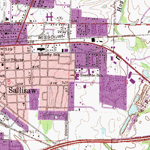 Topographic Map of Liberty Elementary School, OK