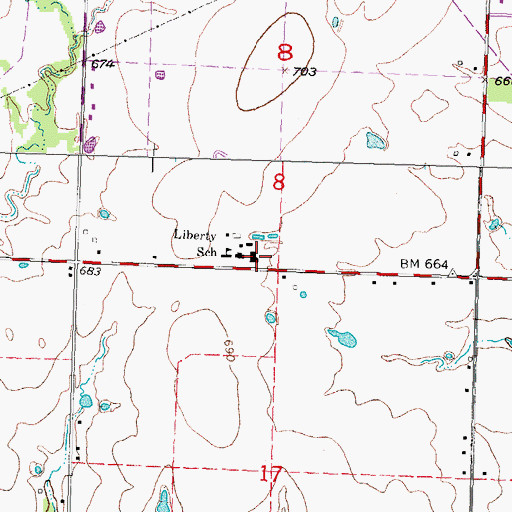 Topographic Map of Liberty Elementary School, OK