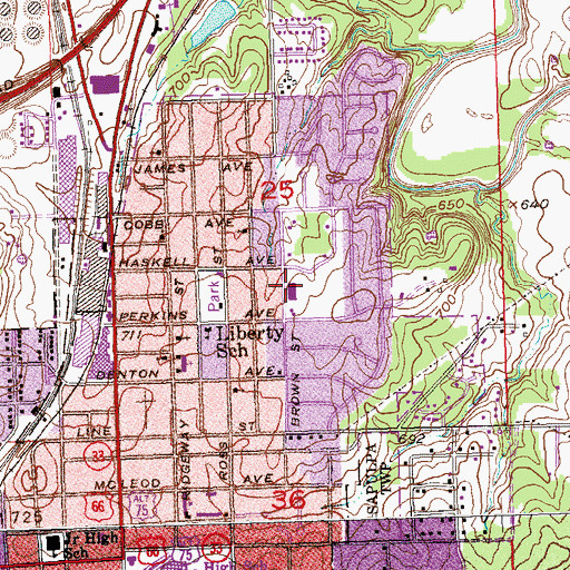 Topographic Map of Liberty Elementary School, OK