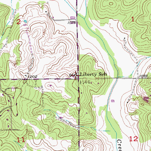 Topographic Map of Liberty School, OK