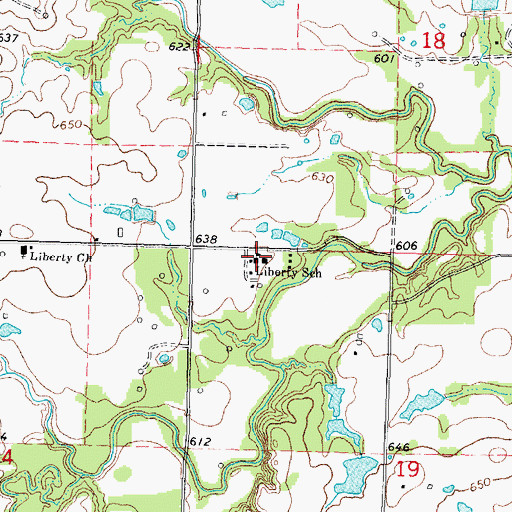 Topographic Map of Liberty Elementary School, OK