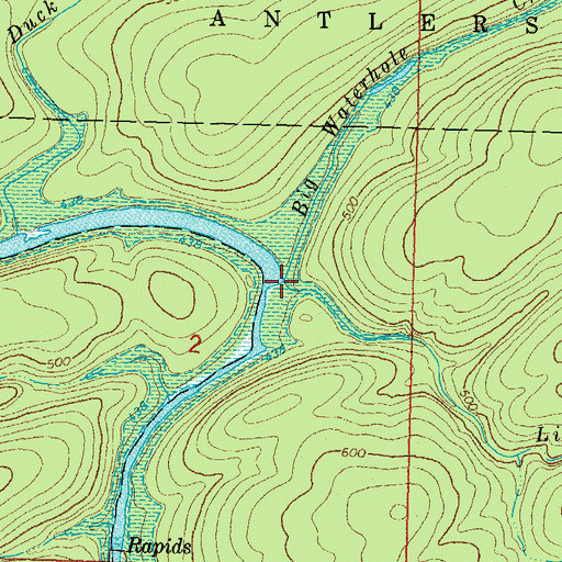 Topographic Map of Lick Branch, OK