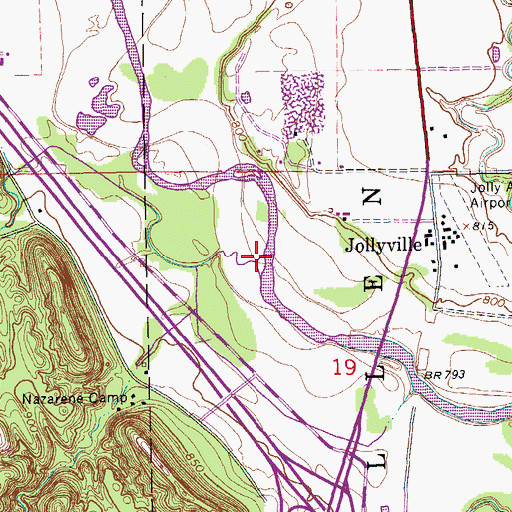 Topographic Map of Lick Creek, OK