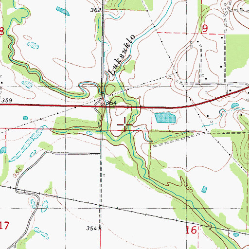 Topographic Map of Lick Creek, OK