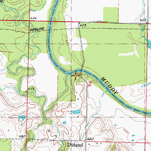 Topographic Map of Lick Creek, OK