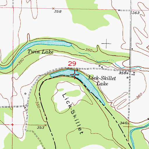 Topographic Map of Lick-Skillet Lake, OK