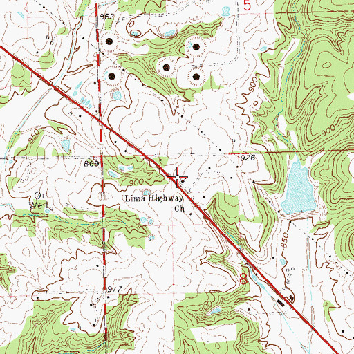 Topographic Map of Lima Highway Church, OK