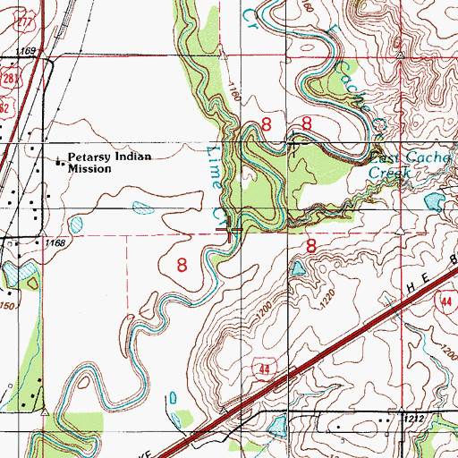 Topographic Map of Lime Creek, OK