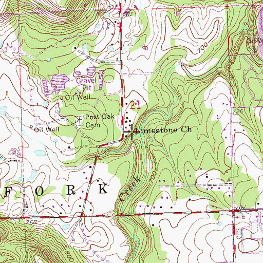 Topographic Map of Limestone Church, OK