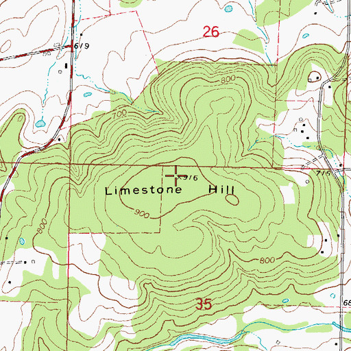 Topographic Map of Limestone Hill, OK