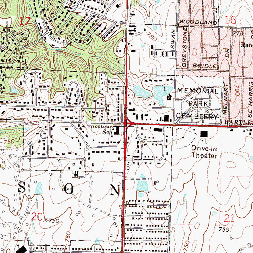 Topographic Map of Limestone School, OK