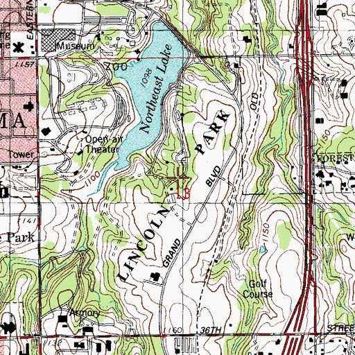 Topographic Map of Lincoln Park, OK