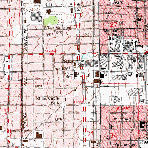 Topographic Map of Lincoln School, OK