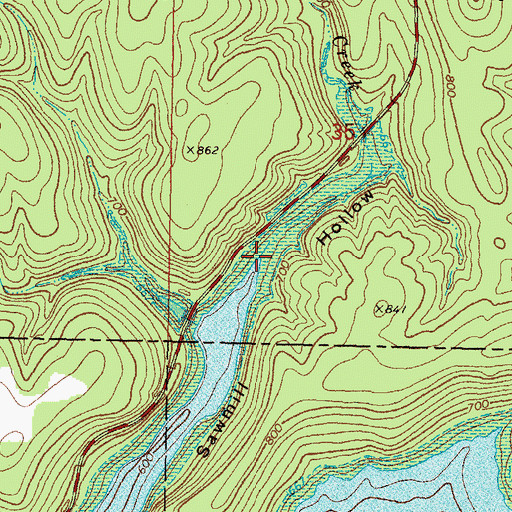Topographic Map of Linder Bend Creek, OK