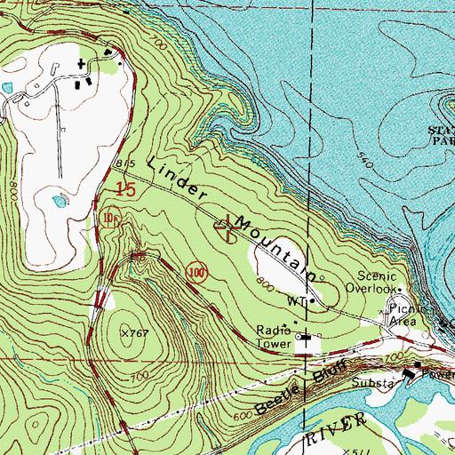 Topographic Map of Linder Mountain, OK