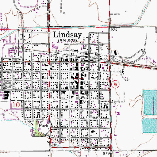 Topographic Map of Lindsay, OK
