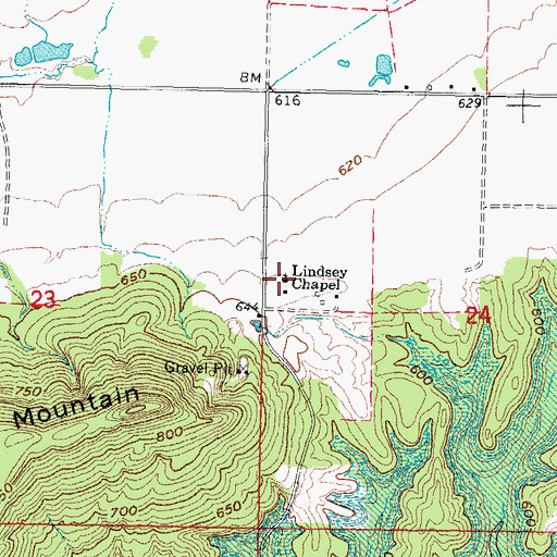 Topographic Map of Lindsey Chapel, OK