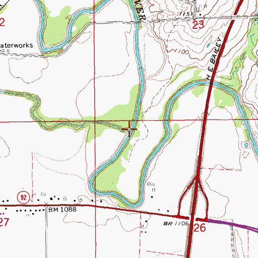 Topographic Map of Line Creek, OK