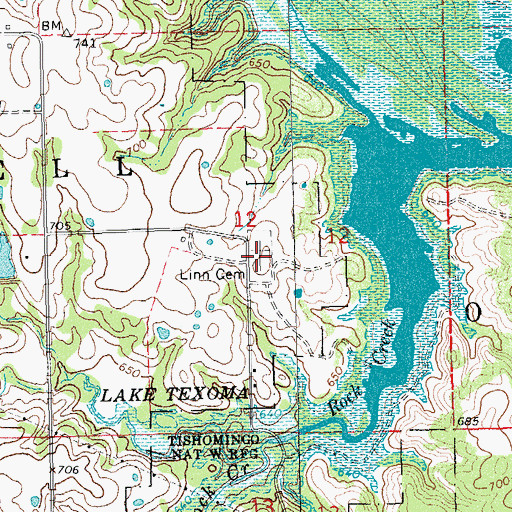 Topographic Map of Linn Cemetery, OK