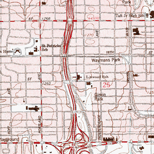 Topographic Map of Linwood Elementary School, OK