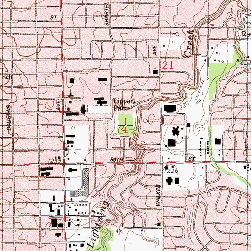 Topographic Map of Lippart Park, OK