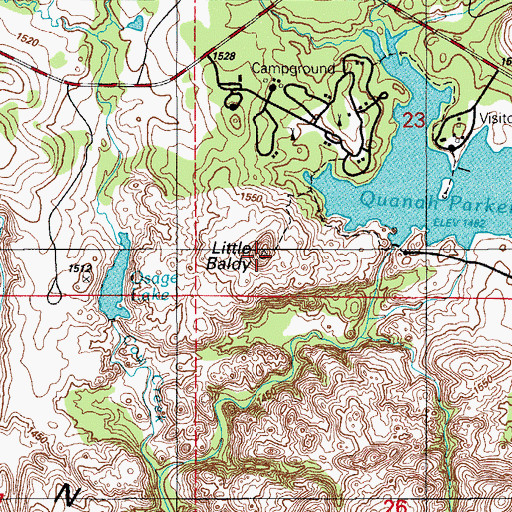 Topographic Map of Little Baldy, OK