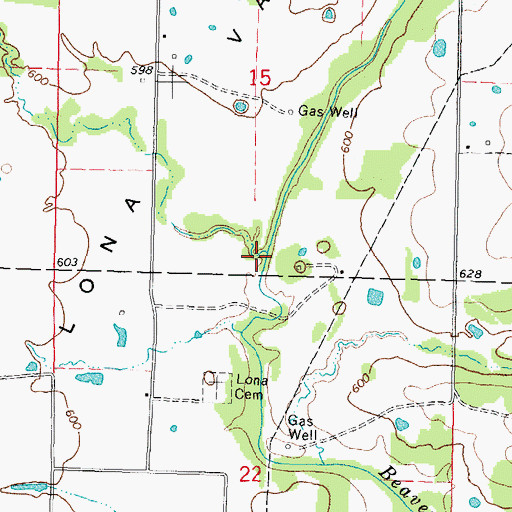 Topographic Map of Little Beaver Creek, OK