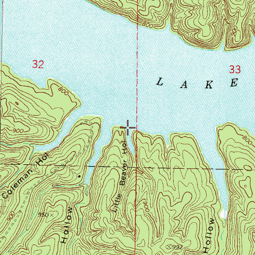 Topographic Map of Little Beaver Hollow, OK