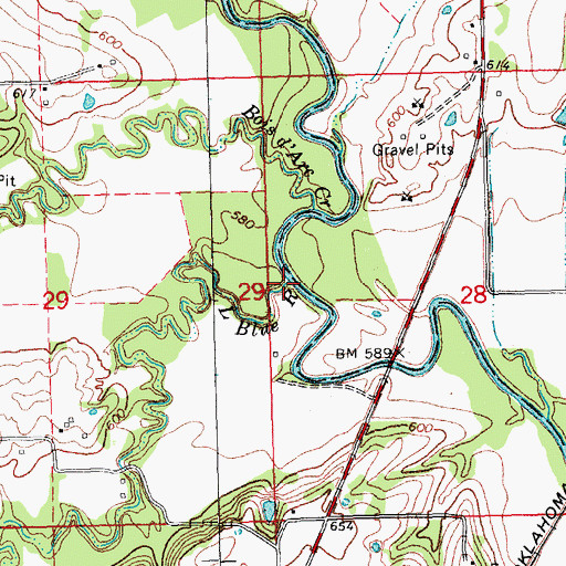 Topographic Map of Little Blue River, OK