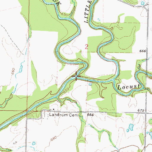 Topographic Map of Little Cabin Creek, OK