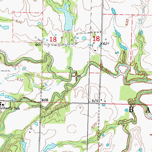 Topographic Map of Little Cane Creek, OK