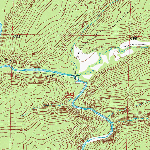 Topographic Map of Little Caney Creek, OK