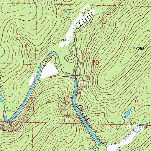 Topographic Map of Little Caney Creek, OK