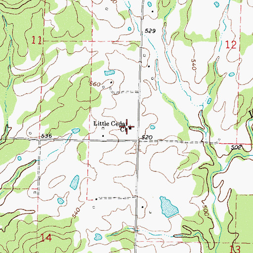 Topographic Map of Little Cedar Church, OK