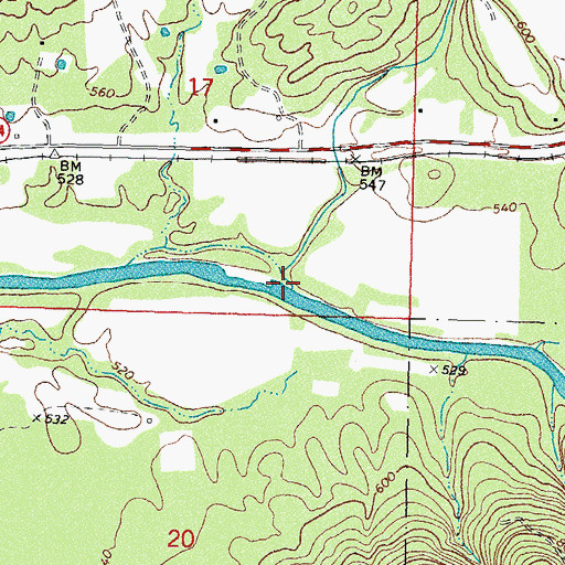 Topographic Map of Little Cedar Creek, OK