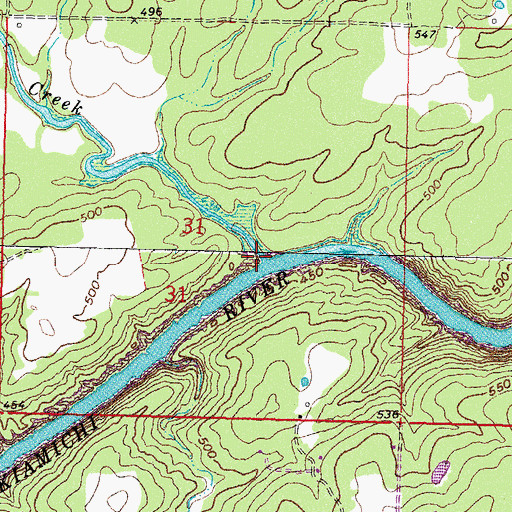 Topographic Map of Little Cedar Creek, OK