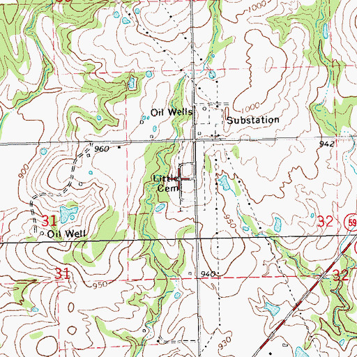 Topographic Map of Little Cemetery, OK