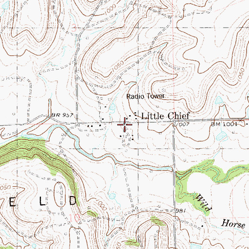 Topographic Map of Little Chief, OK