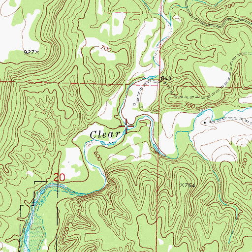 Topographic Map of Little Clear Creek, OK