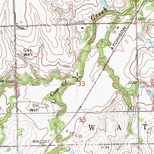 Topographic Map of Little Cow Creek, OK