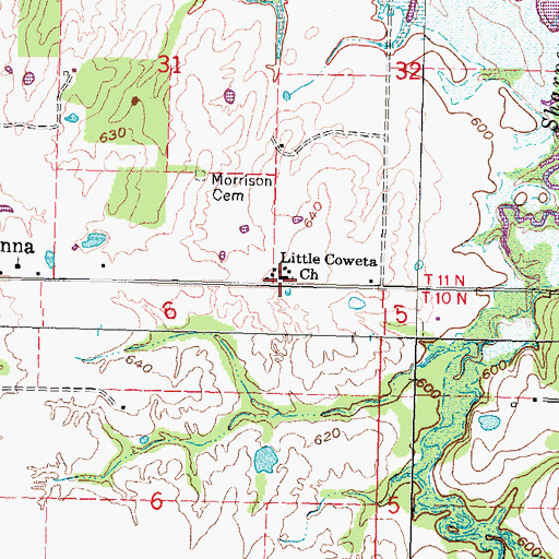 Topographic Map of Little Coweta Church, OK