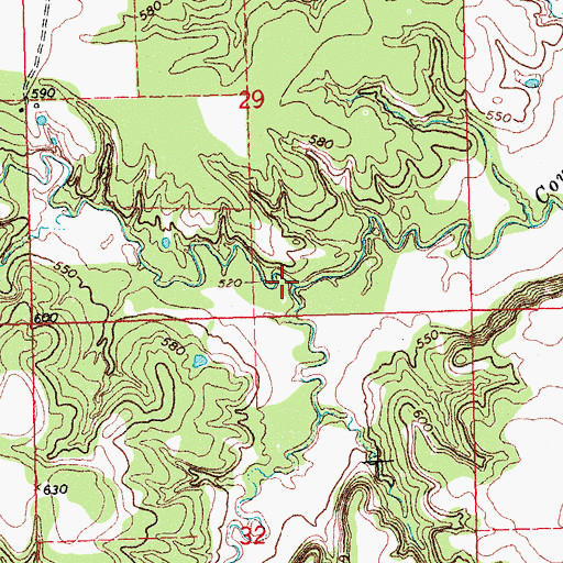 Topographic Map of Little Cowpen Creek, OK