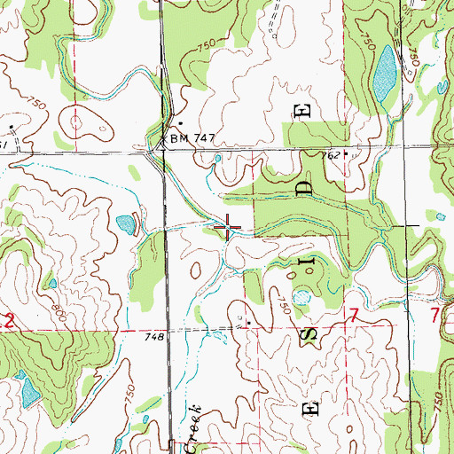 Topographic Map of Little Creek, OK