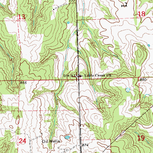 Topographic Map of Little Creek Church, OK