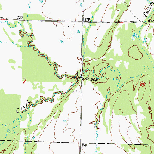 Topographic Map of Little Davenport Creek, OK