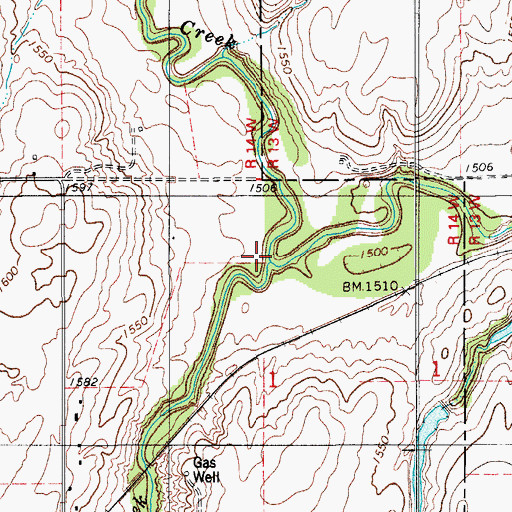Topographic Map of Little Deep Creek, OK