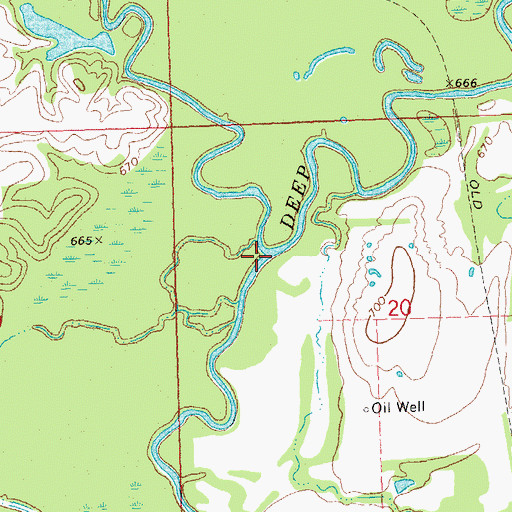 Topographic Map of Little Deep Fork Creek, OK