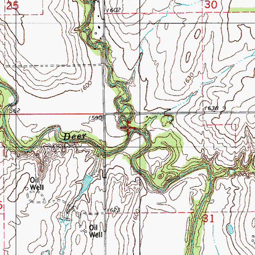 Topographic Map of Little Deer Creek, OK