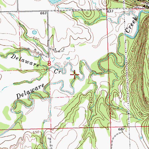 Topographic Map of Little Delaware Creek, OK