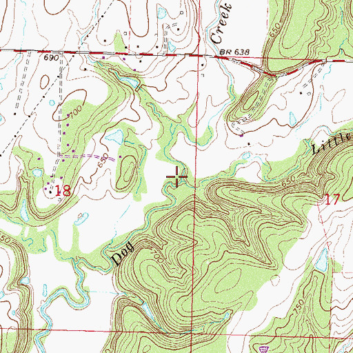 Topographic Map of Little Dog Creek, OK
